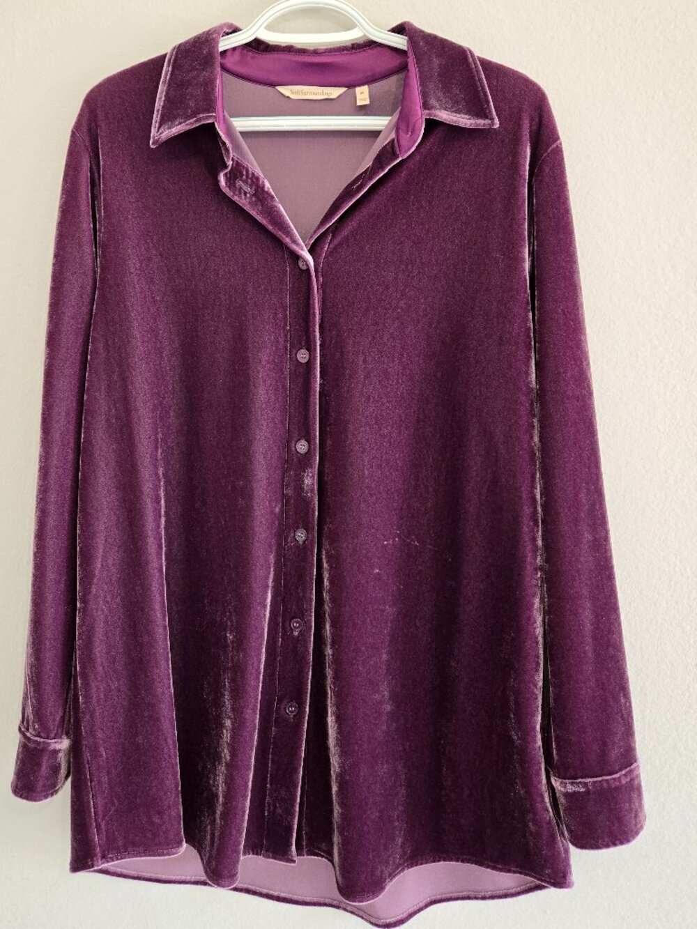 Soft Surroundings Velvet Boyfriend Tunic Shirt size Medium